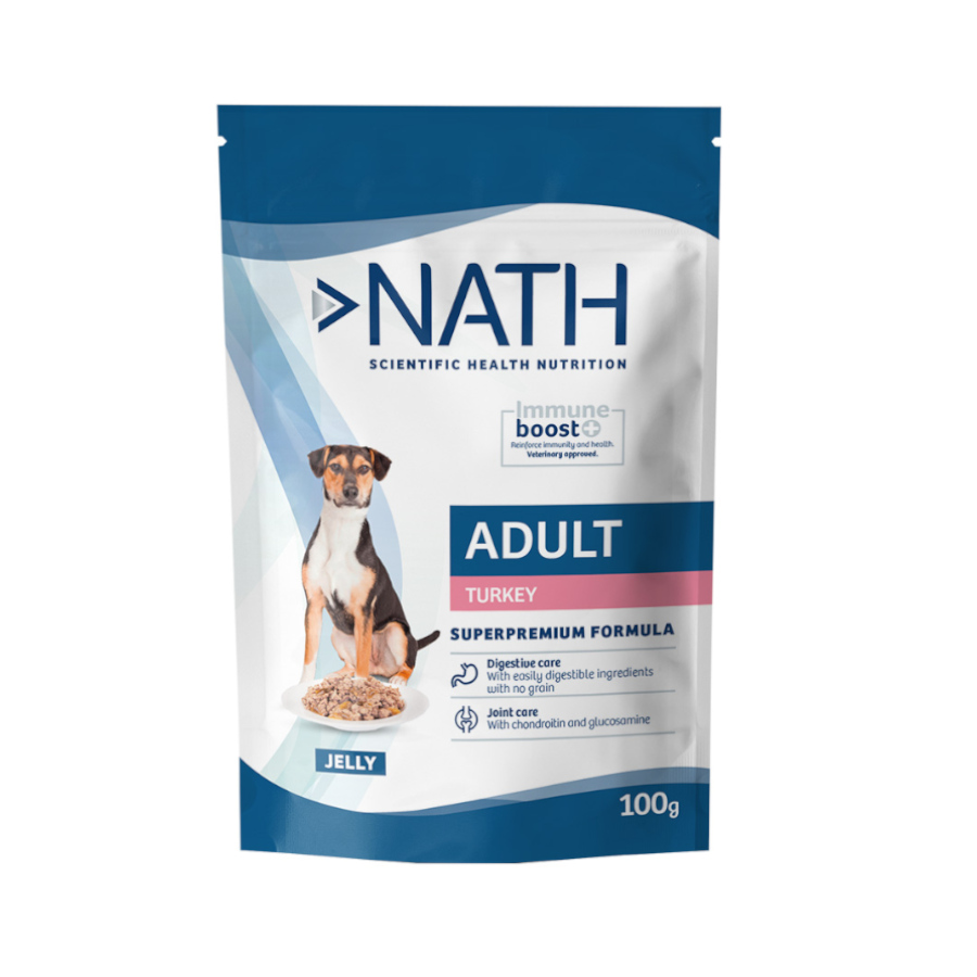 Sachê de peru em gelatina Nath Adult para cães.
