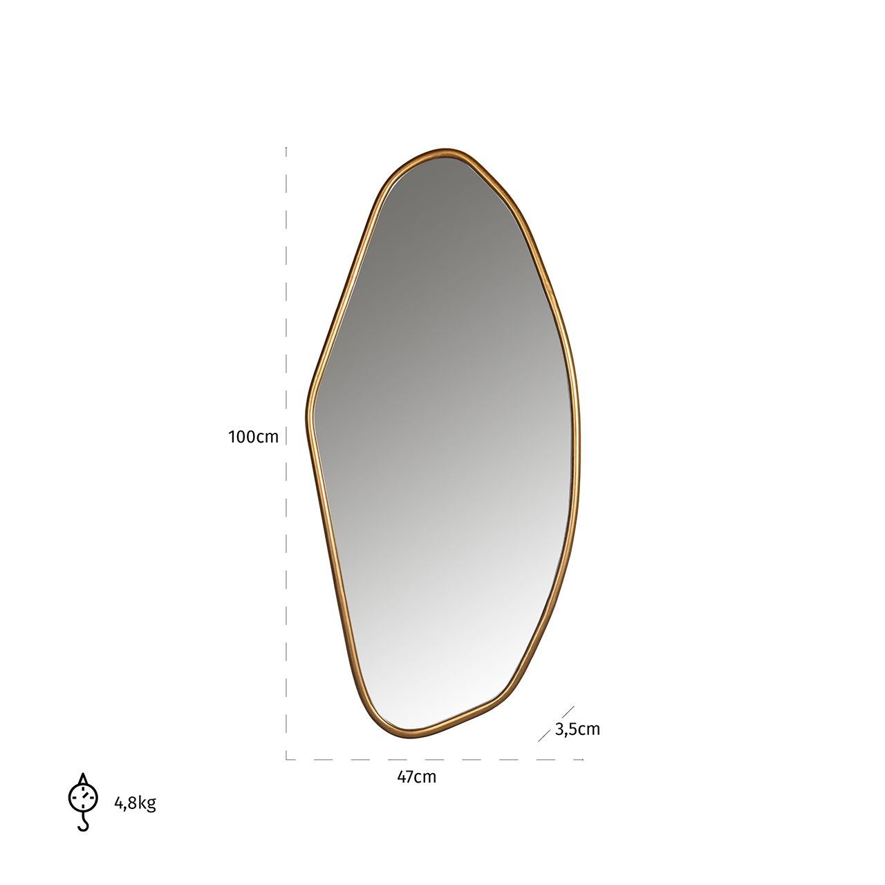Spiegel Eldon 210874B47 x D3.5 x H100 cm