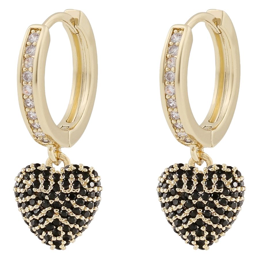 Snö Of Sweden Stina Heart Ring Pendant Earring Gold/Black