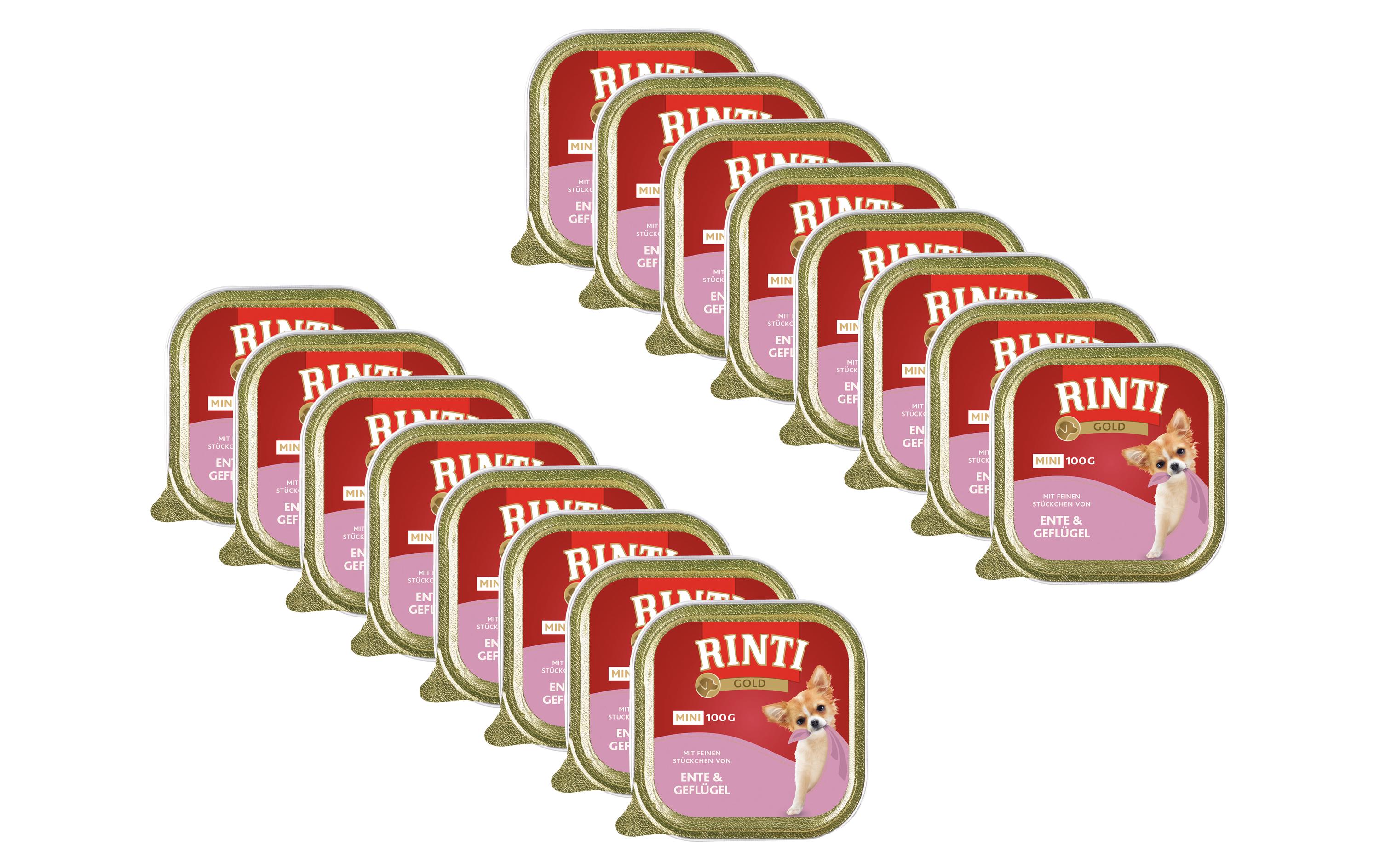 Nassfutter Gold Mini Ente & Geflügel, 16 x 100 gAlleinfutter für ausgewachsene Hunde
