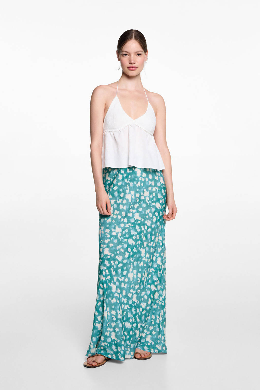 MANGO TEEN maxi rok groen