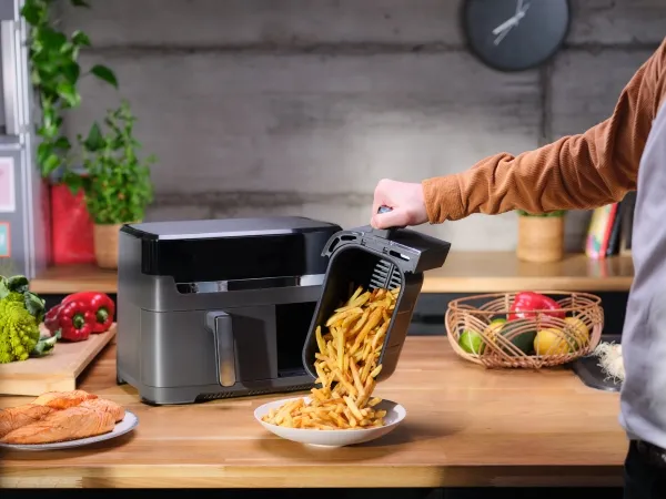 Tefal Dual Easy Fry & Grill EY905B Dobbelt 8,3 l Standalone 2700 W Varmluftfryser Grå (EY905B)
