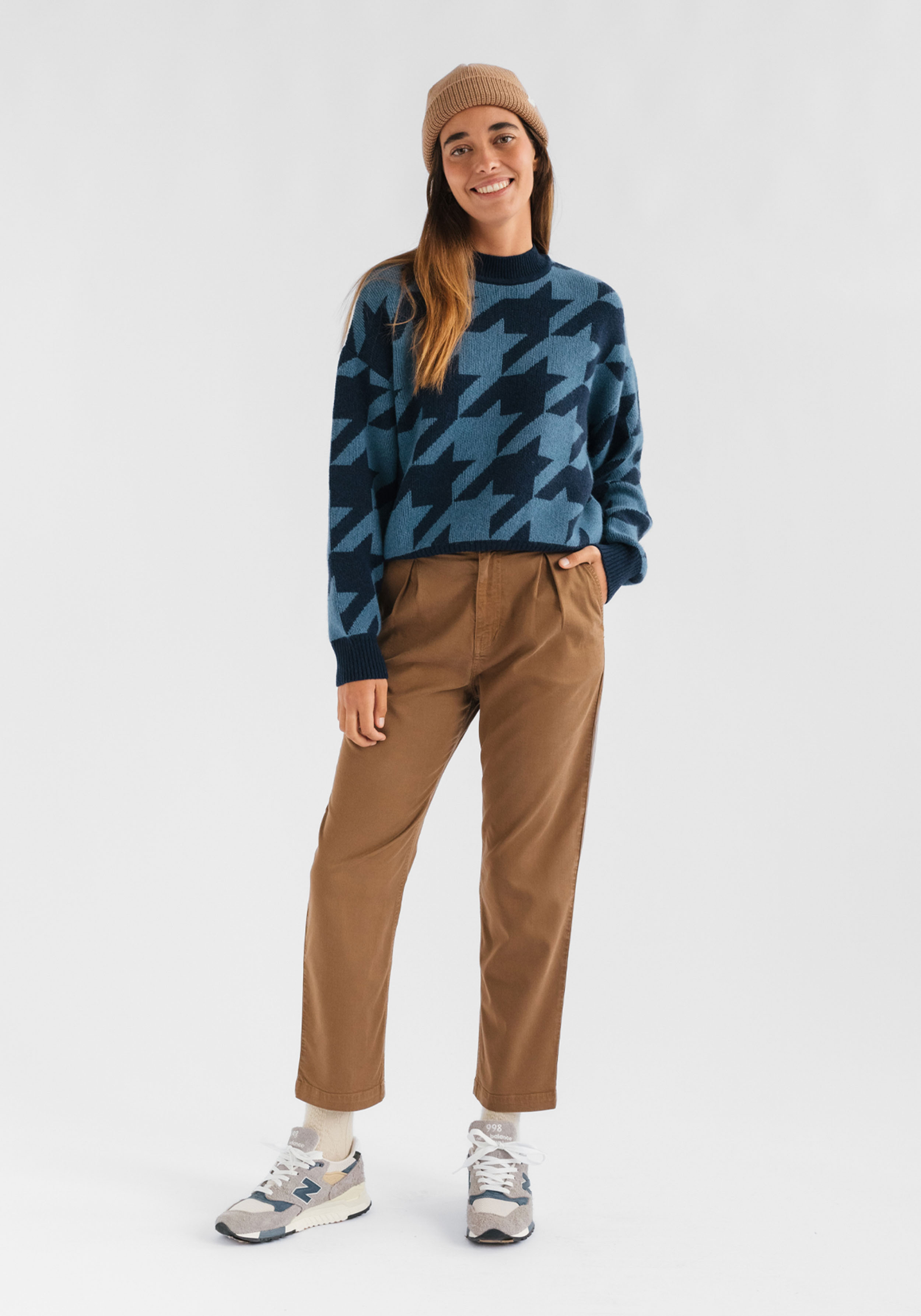 Twothirds Strickpullover Millisle Houndstooth Blue