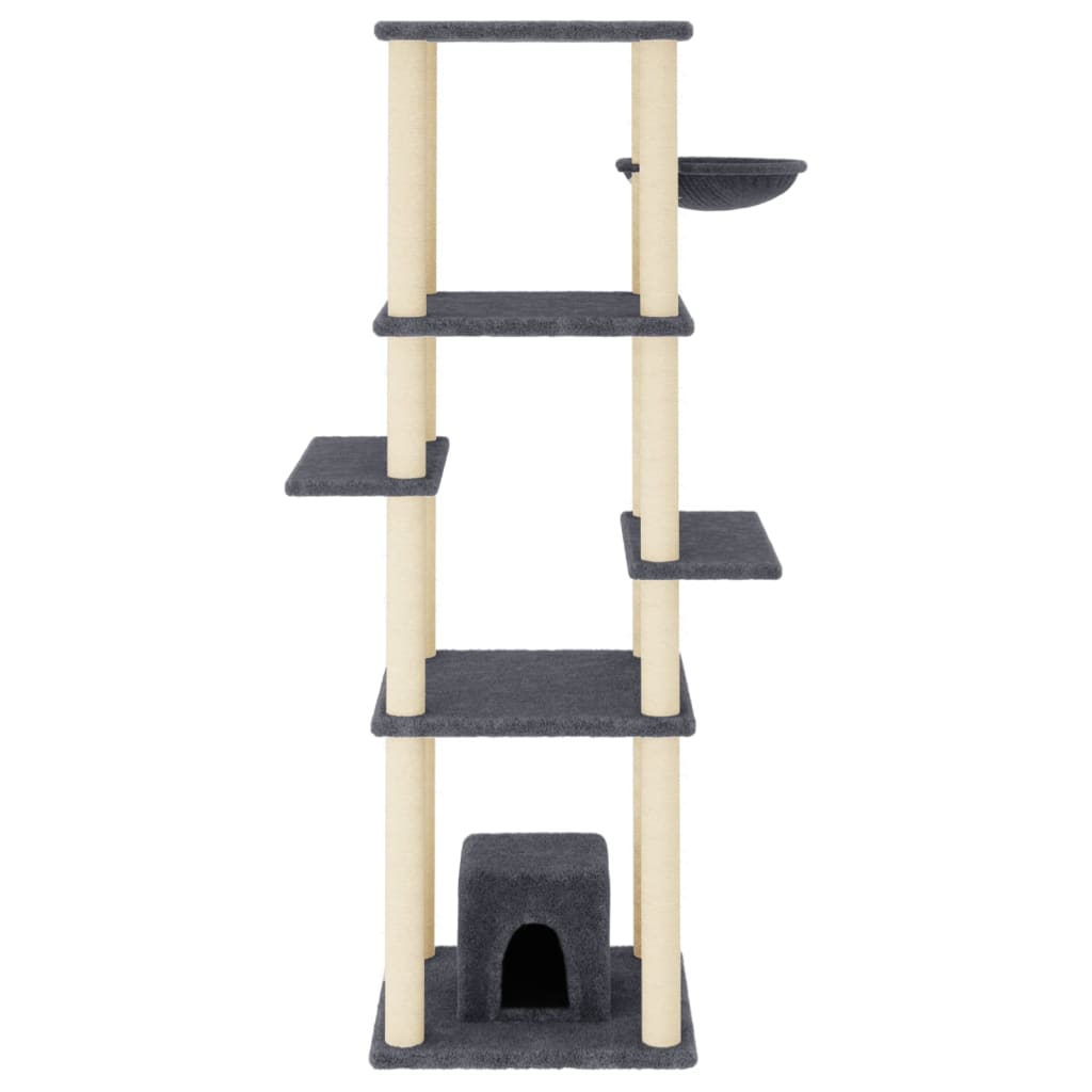 Arbre à chat avec griffoirs en sisal gris foncé 154 cm