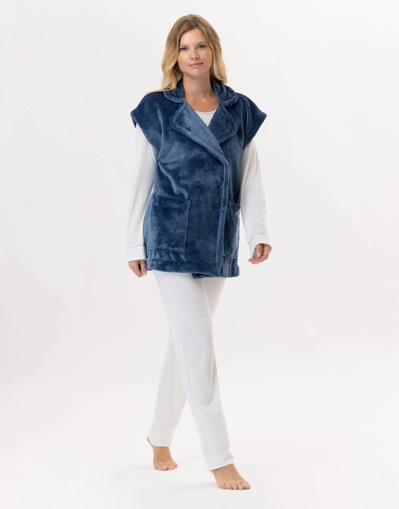 ESSENTIEL 876 - Veste en peluche flanelle | Bleu