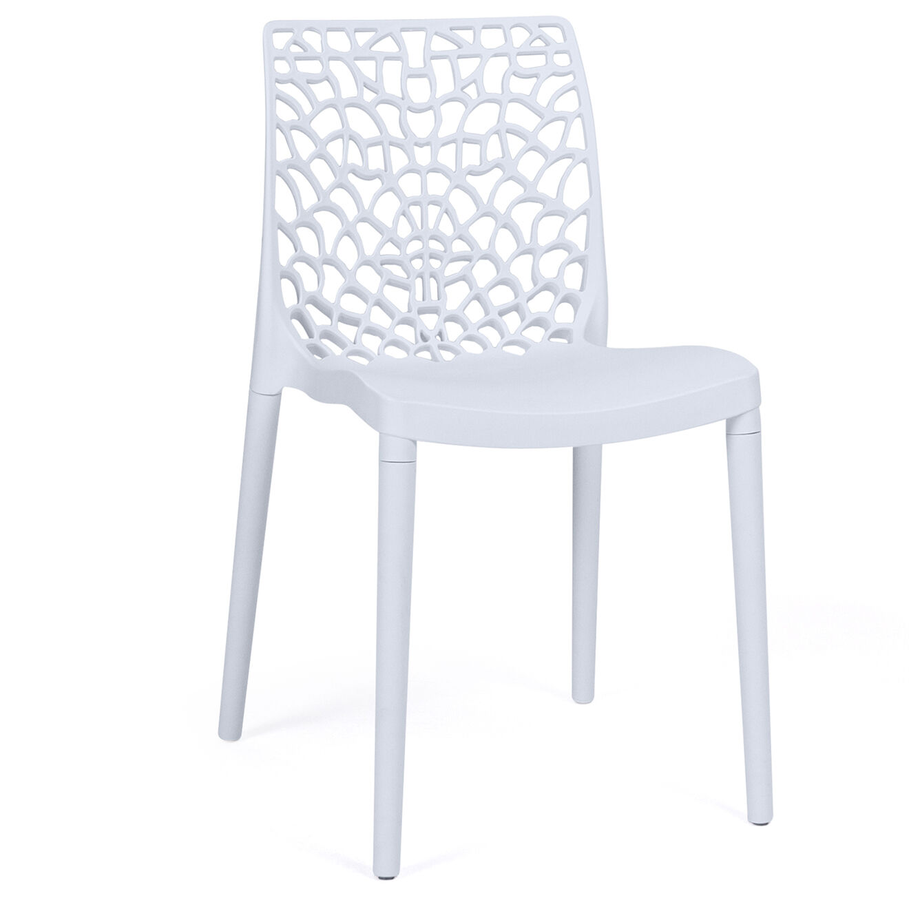 Idomya 4 Chaises de jardin empilables Dahlia blanches - 45.5x52.5x81.5 cm