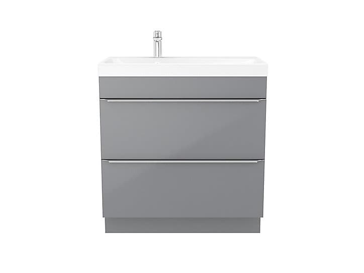 Meuble sous vasque à poser GoodHome Imandra gris 80 cm + plan vasque Mila