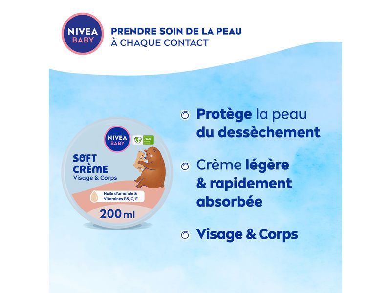 NIVEA BABY Soft Creme Gesicht & Körper 200 ml Sanfte Creme für natürlich gepflegte Haut