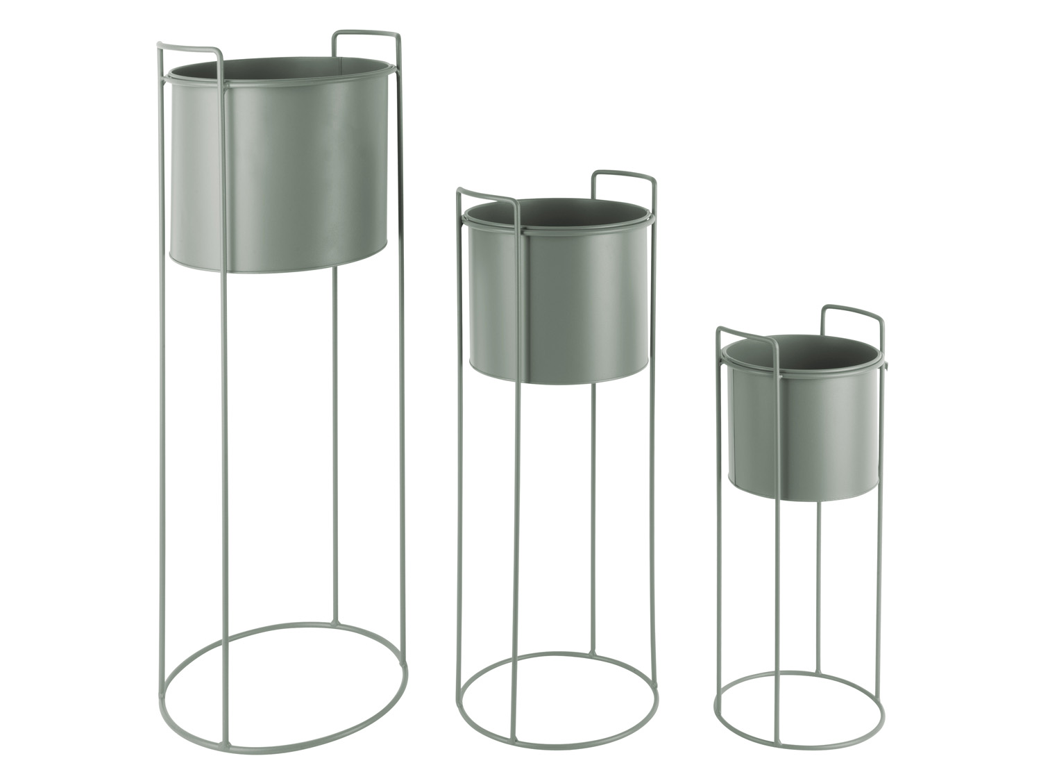 Plant pot set Essence round iron jungle green