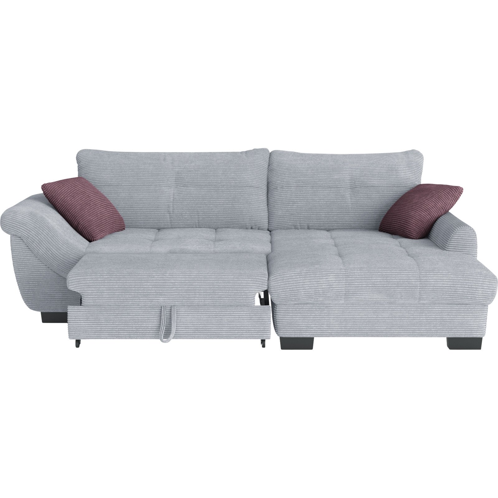 Ecksofa Desiree, Cordstoff grau, Recamière rechts