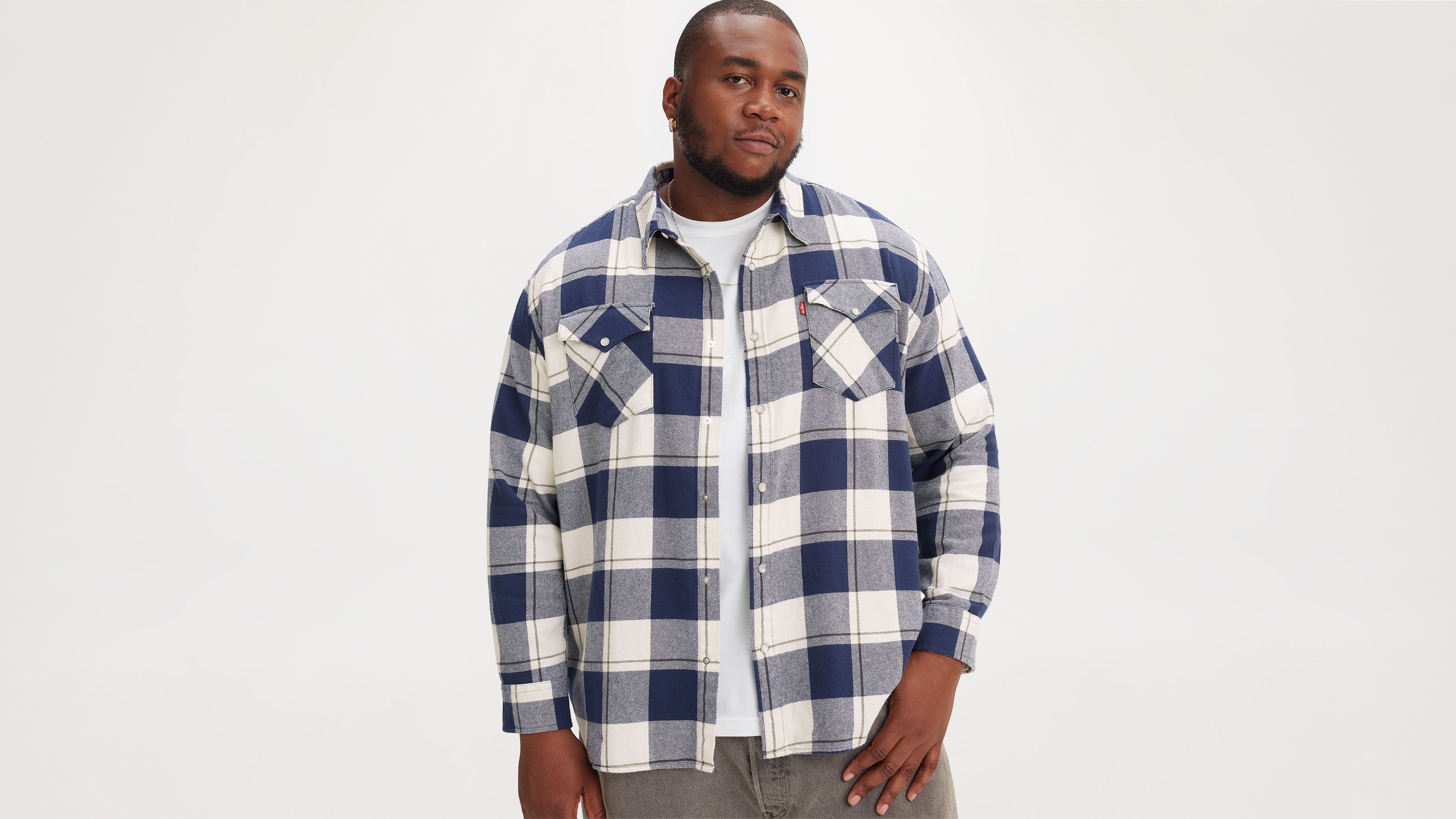 Chemise Western Relaxed (grandes tailles) - Gough Plaid Naval Academy - Bleu