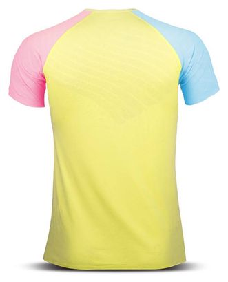 Maillot manches courtes BV Sport Aerial Court Jaune Bleu Rose