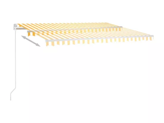 Auvent manuel rétractable avec LED 450x350 cm Jaune et blanc