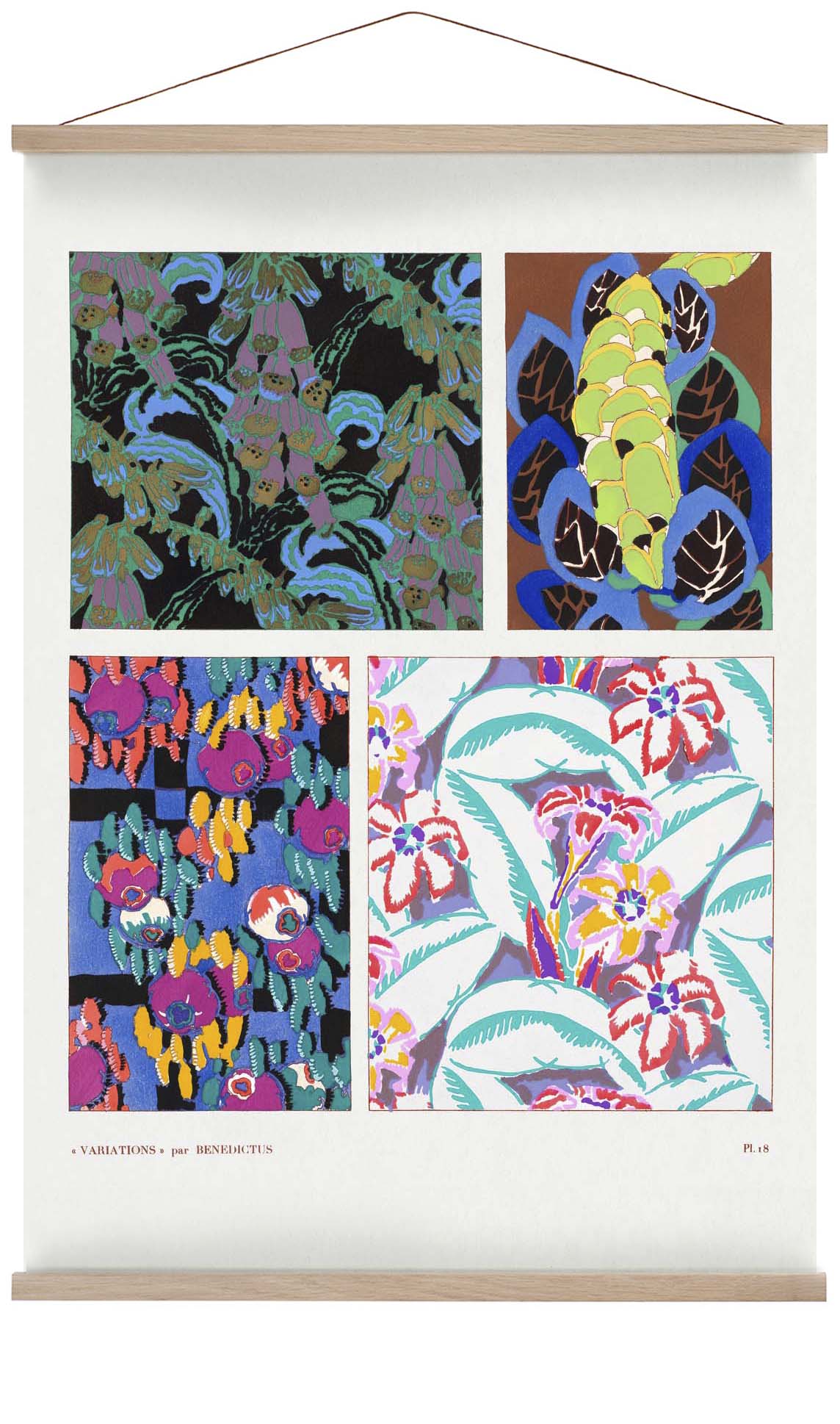 Blümchen Vintage Art-Déco-Muster, Variation 18 von Édouard Bénédictus