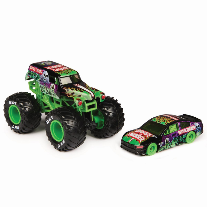 Monster Jam - Monstertruck und Rennauto - 1 Stück