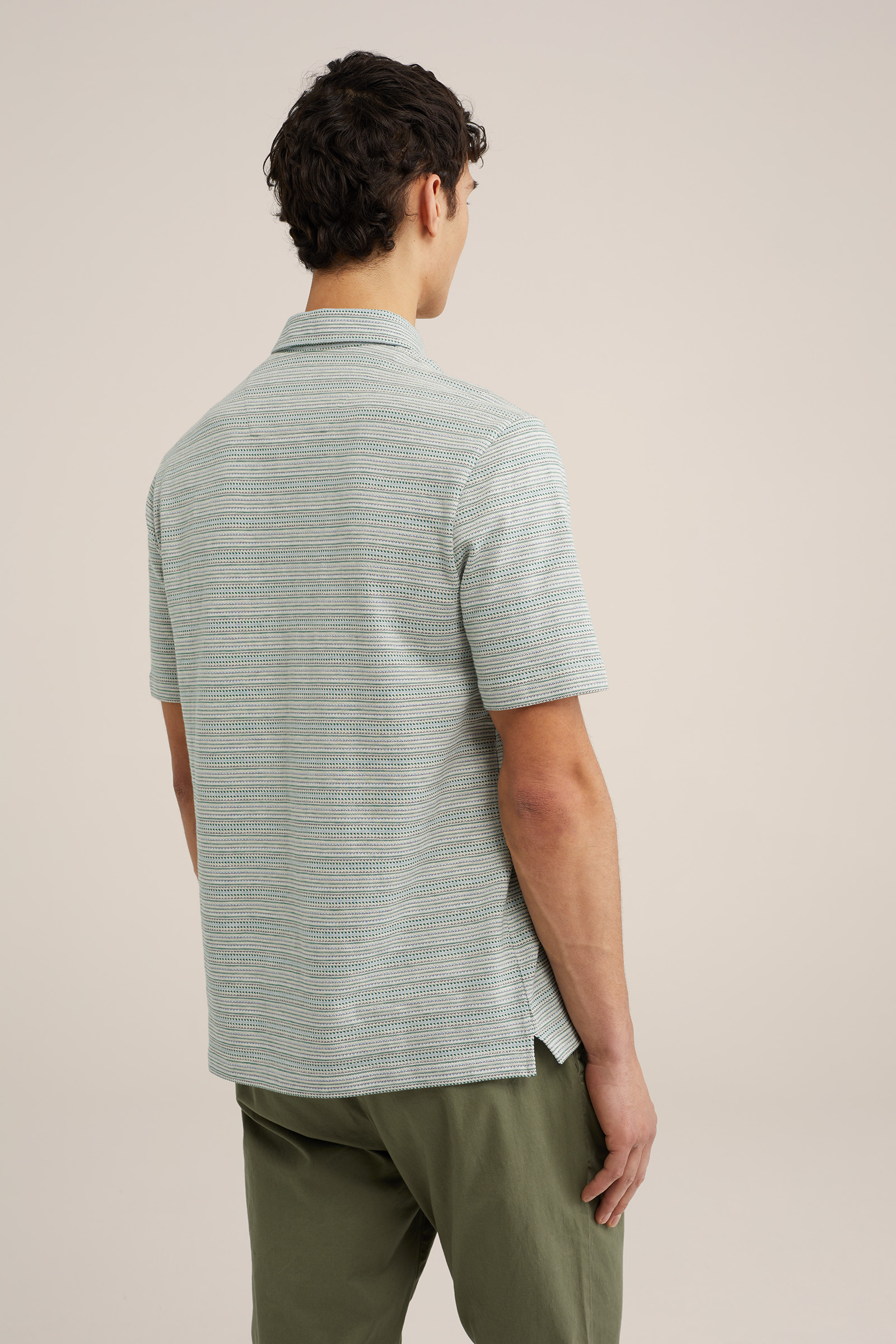 polo met dessin WE Fashion Gebroken wit