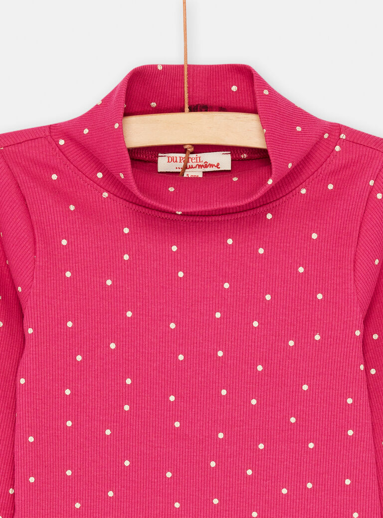 Sous-pull rose pétunia à imprimé à pois pour fille