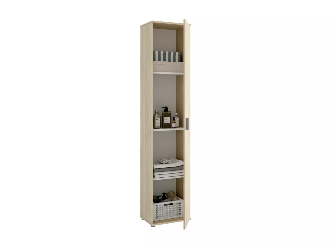 Armoire polyvalente Dfuzat, Meuble de rangement multifonctionnel, armoire 1 porte, 39x35h190 cm, Chêne