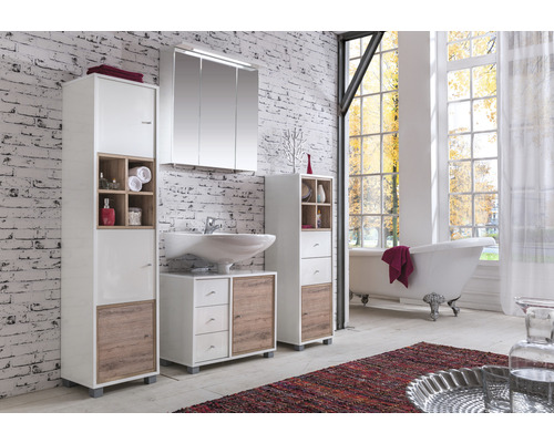 Spiegelkast Möbelpartner Profil 70,5 x 16 x 72,3 cm wit 3-deurs