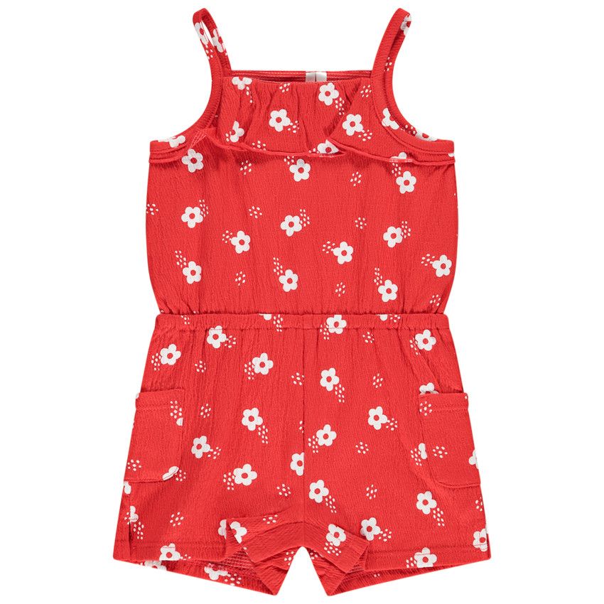 Combinaison courte imprimé fleurs pour bébé fille - Rouge