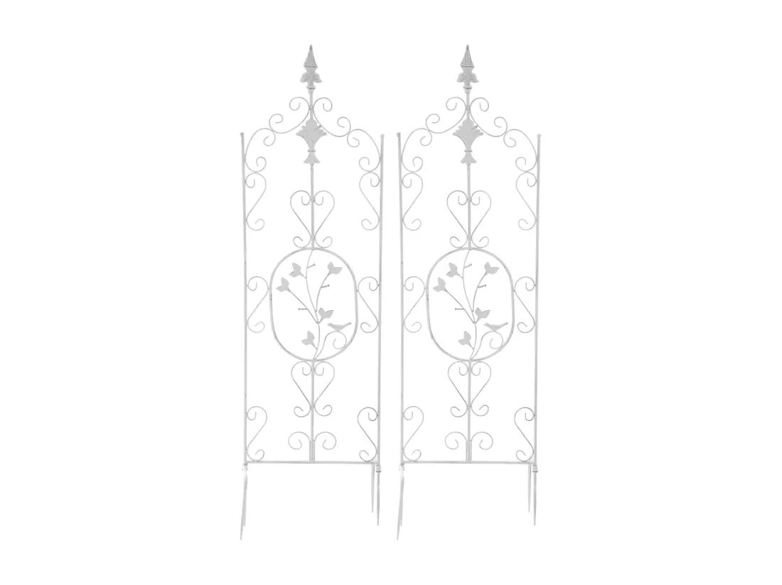Lot de 2 Treillis - Métal - Blanc antique - Burgus