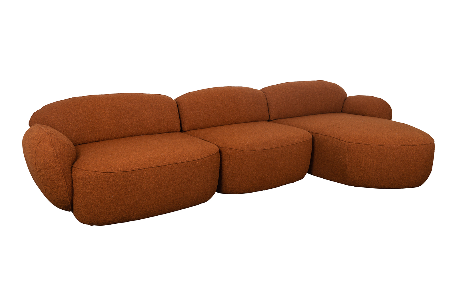 Bubble sofa 3-seter med sjeselong høyre i tekstil Gianni bronze. CM komfort og sorte ben