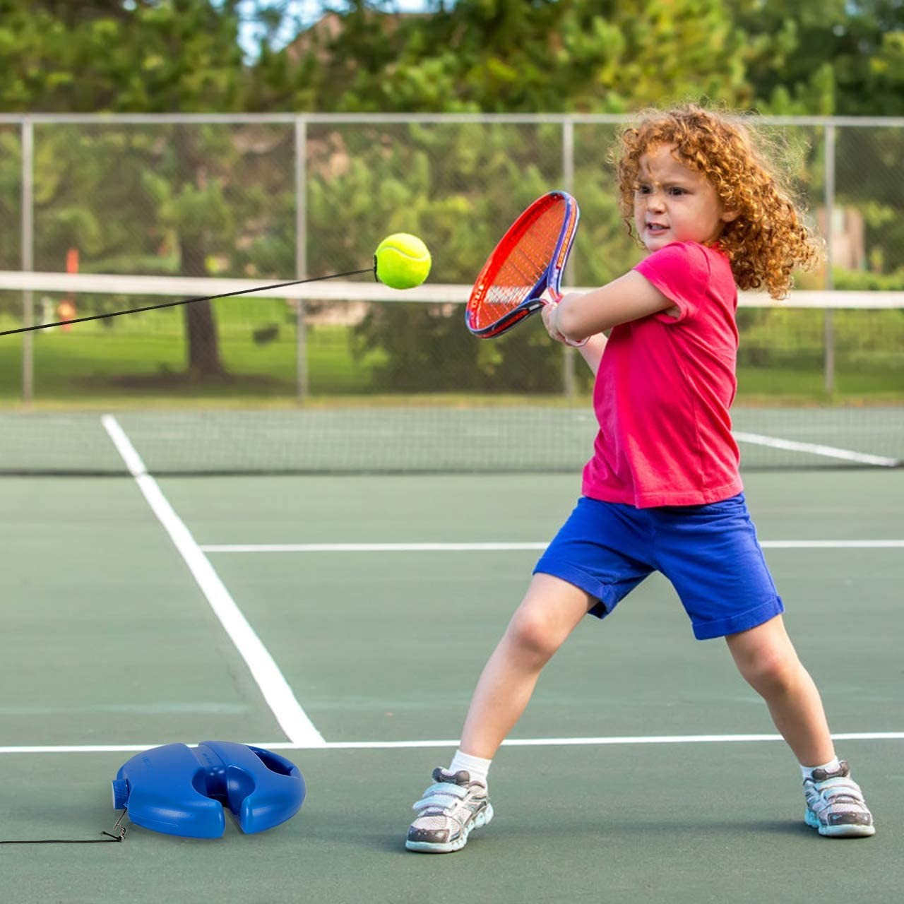 Tennis Solo Trainings Hilfe Ball Rebounder mit Bungee Seil   Ball - Blau