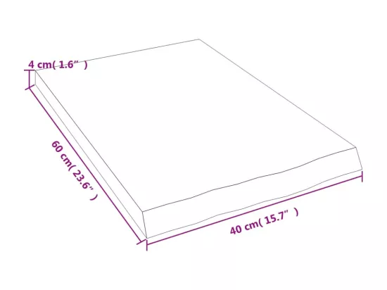 Comptoir de salle de bain 40x60x(2-4) cm bois massif non traité