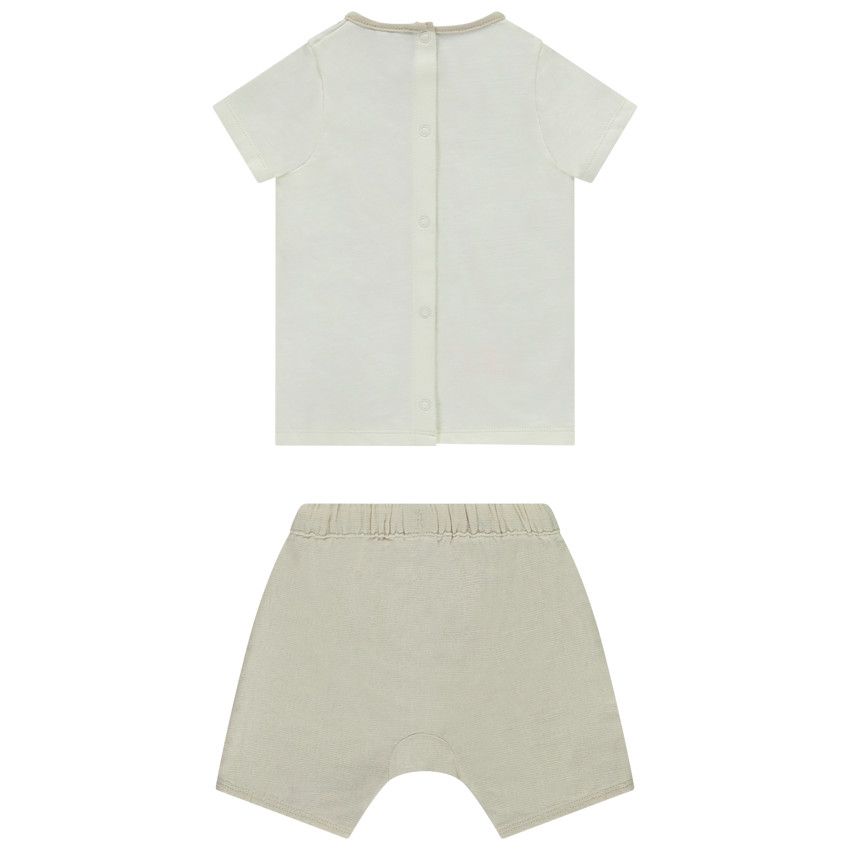 Ensemble short + t-shirt manches courtes print fantaisie pour bébé garçon - Ecru