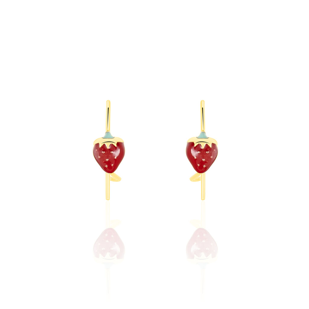 Boucles D'oreilles Pendantes Elizabetae Fraise Or Jaune
