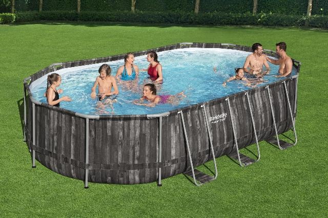 Bestway Zwembad power steel set ovaal hout 610
