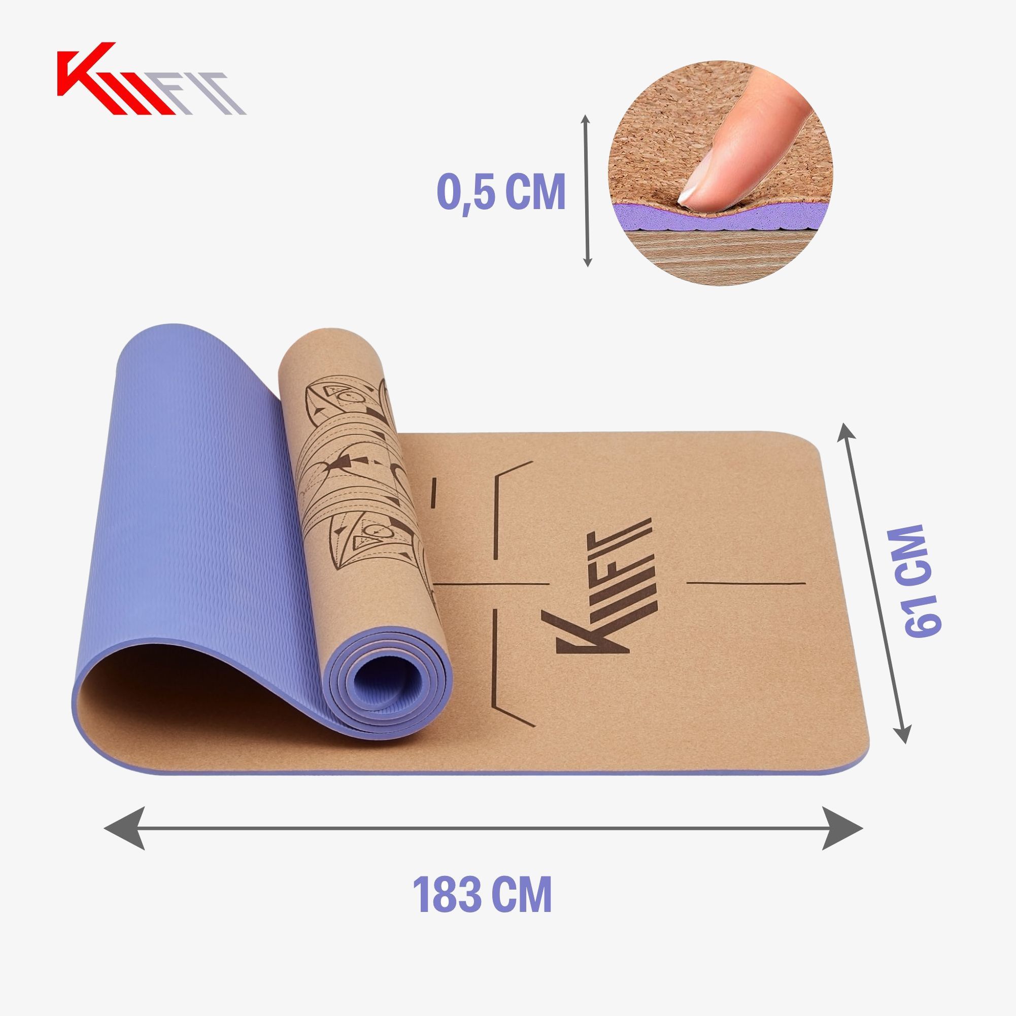 KM-Fit Tpe Yogamatte 183 x 61 cm Lila