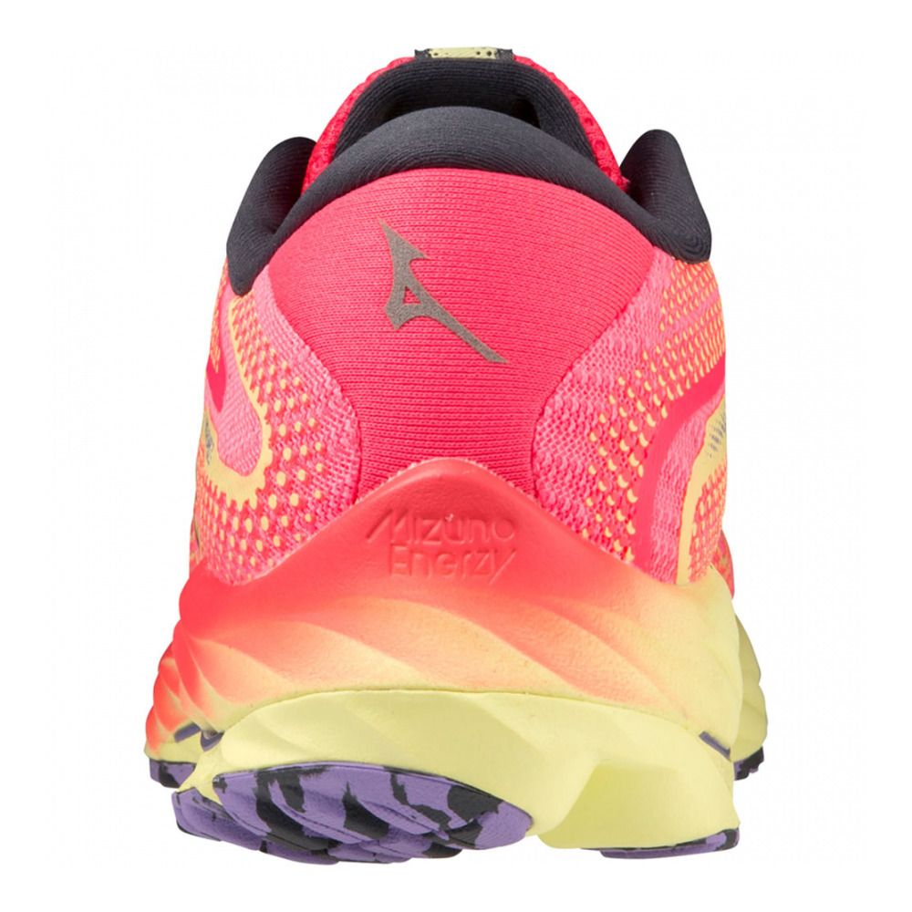 Mizuno WAVE RIDER 27 - Chaussures running Femme high-vis pink/ombreblue/luminous