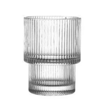 (200ml) Ripple Glas Geriffeltes Trinkglas Getränke Cup Vintage Becher für Iced Coffee / Cocktails / Softgetränke - Transparent