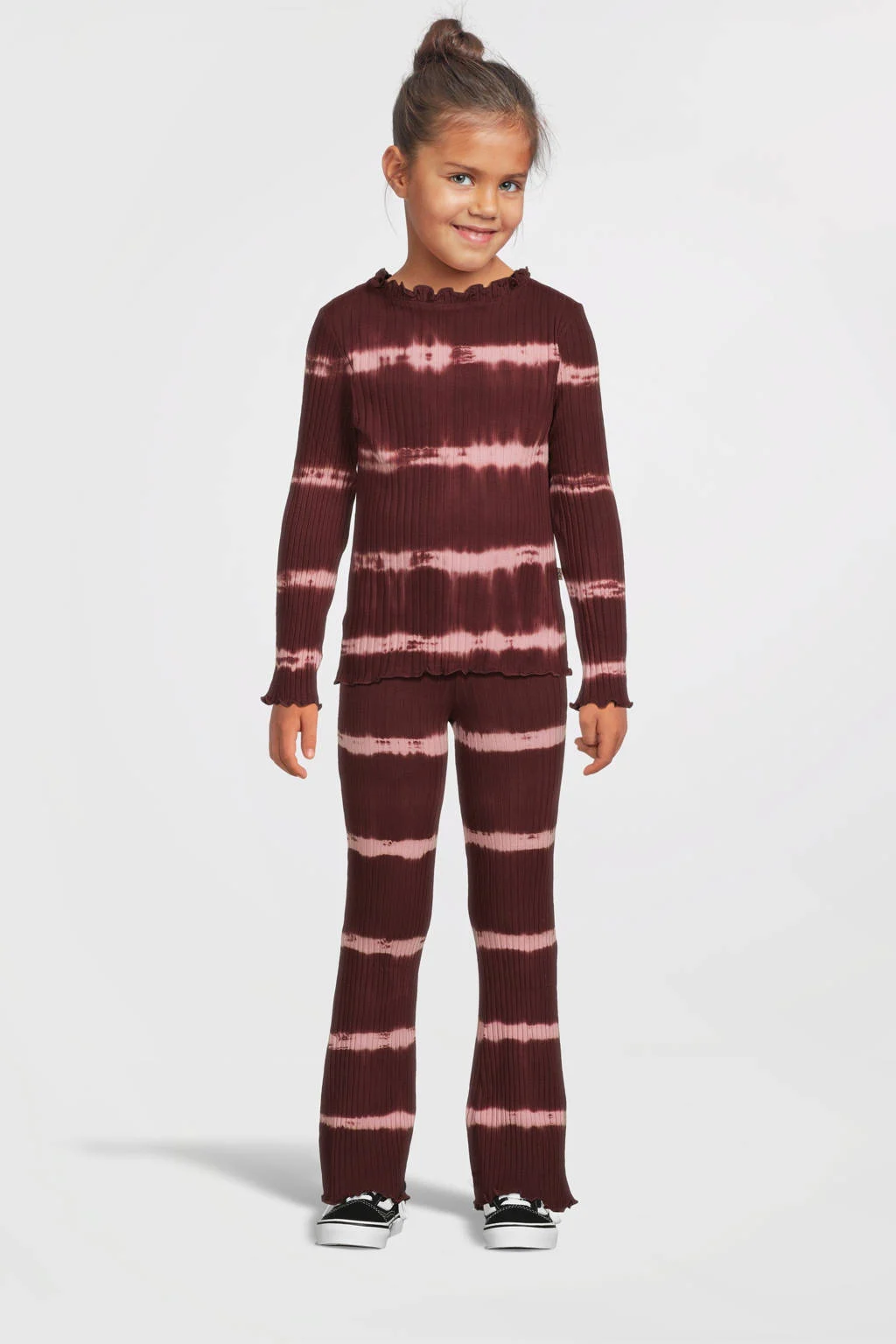 Your Wishes tie-dye longsleeve wijnrood/roze