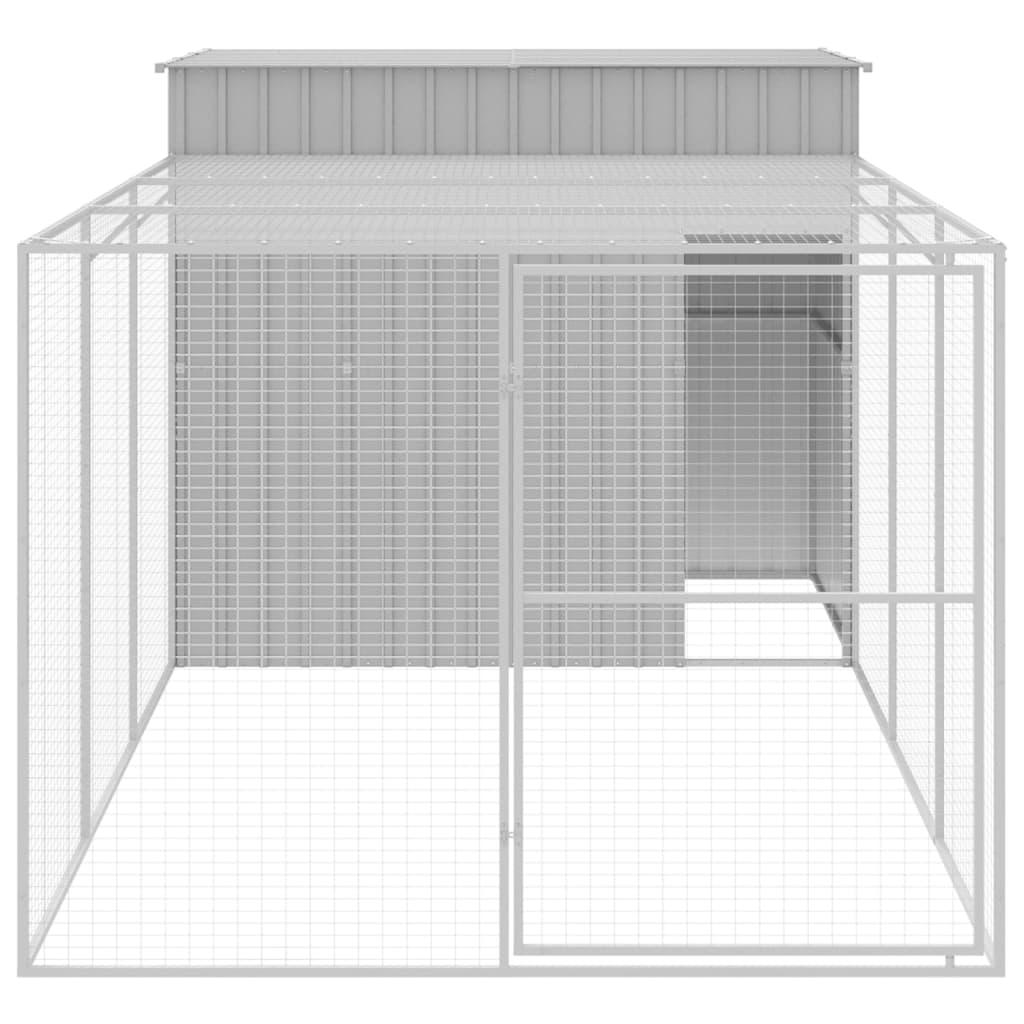 Canil vidaXL, aço galvanizado, cinza claro, 214 x 1069 x 181 cm