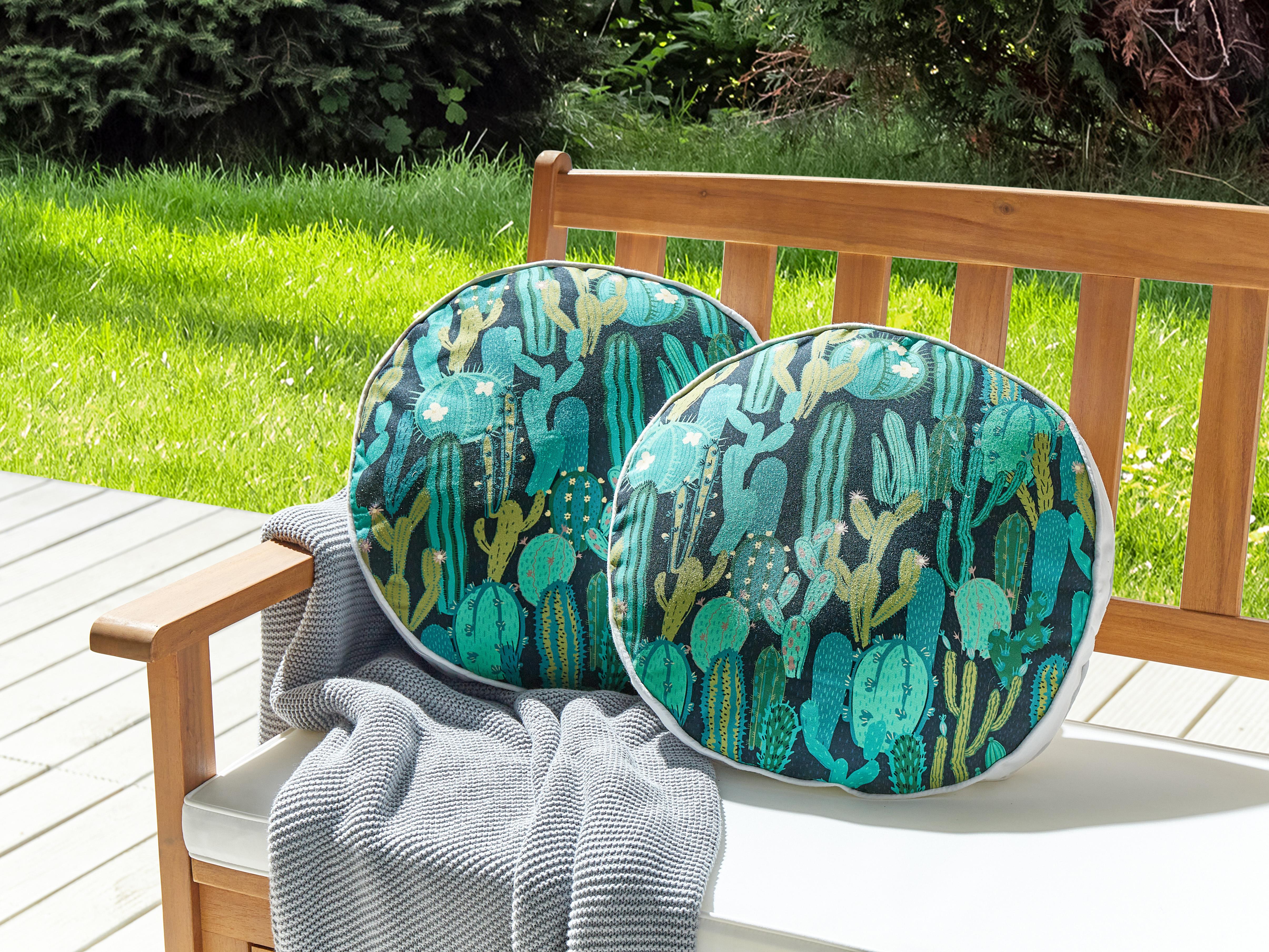 Set van 2 tuinkussens BUSSANA bladpatroon 40 x 40 cm Groen