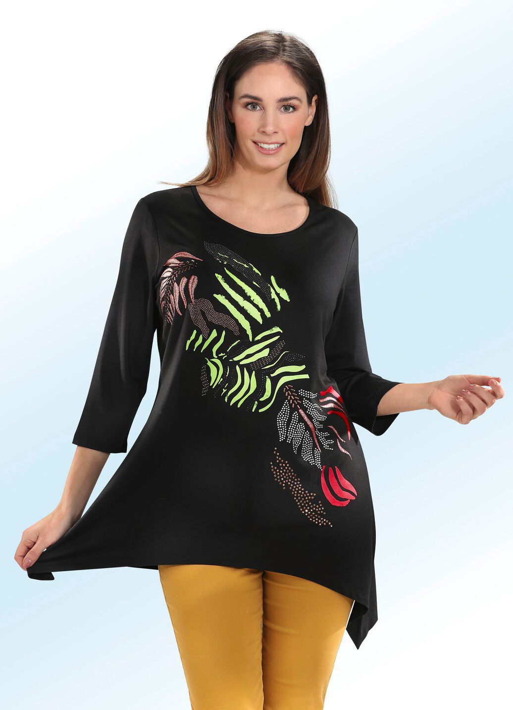 Longshirt mit effektvollem Motiv-Druck