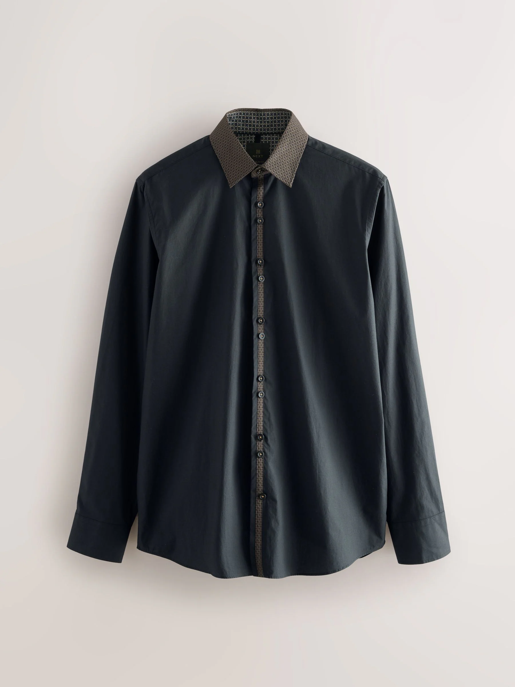 Zwart/goudkleurige kraag - Smart Trimmed Long Sleeve Party Shirt