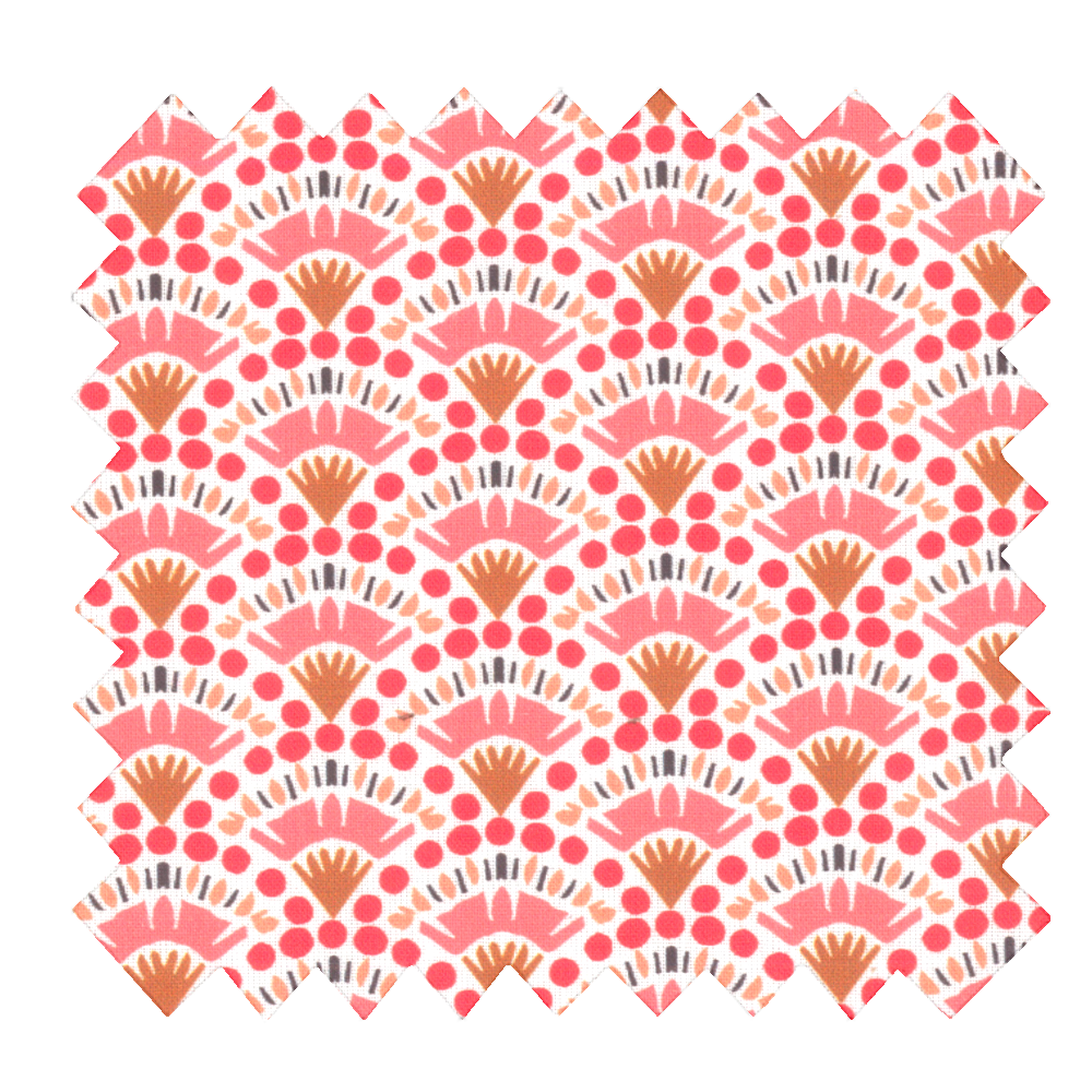 Tissu Coton Au Mètre Éventail Rose Ex1050