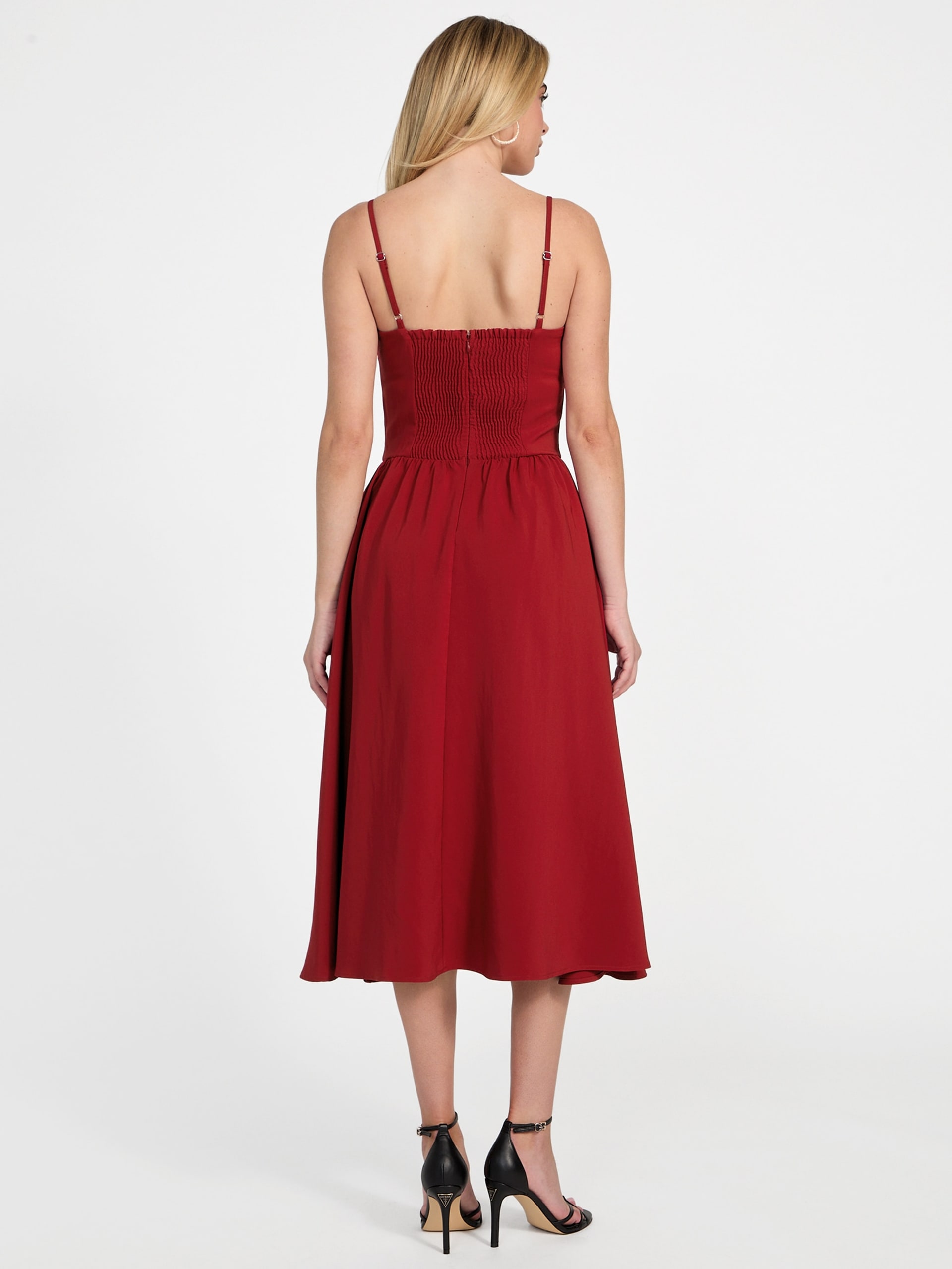 Vestido midi Sophie em tecido plano