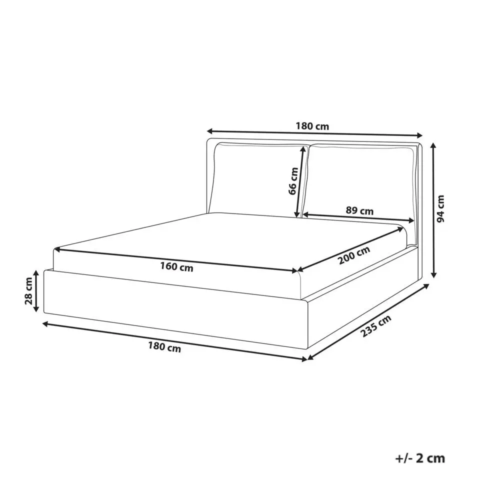 BAJONNA - Tweepersoonsbed - Off-white - 160 x 200 cm - Stof