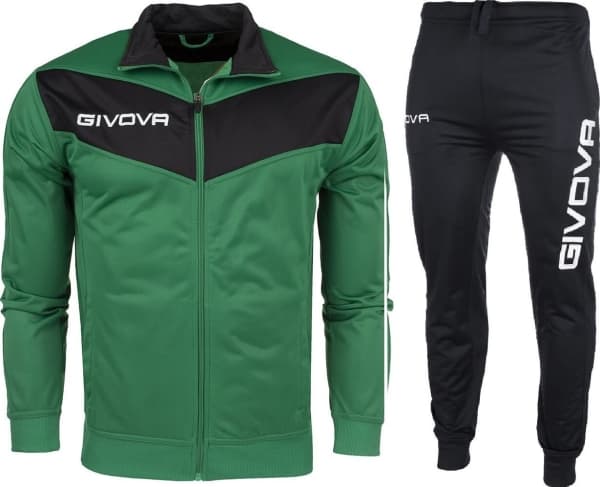 Givova Fotball trening treningsdress sett sweatshirt bukser Givova Tuta Visa Triacetato grønn og svart TR018 1310 XL
