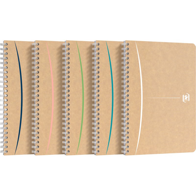 Cahier recyclé spirale Oxford Touareg A5 14,8 x 21 cm petits carreaux 180 pages