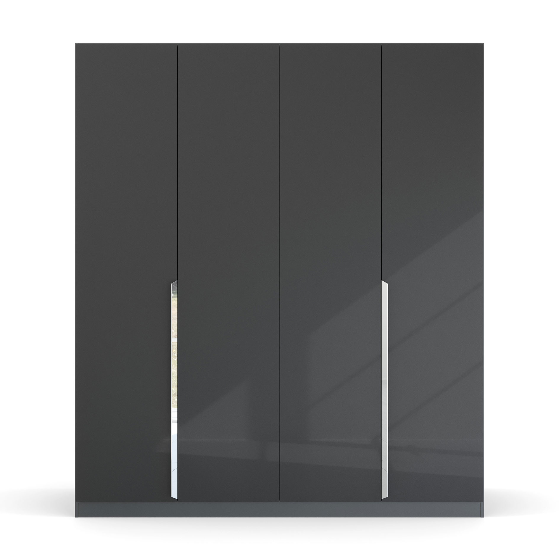 Drehtürenschrank - grau Hochglanz - grau metallic - 181 cm