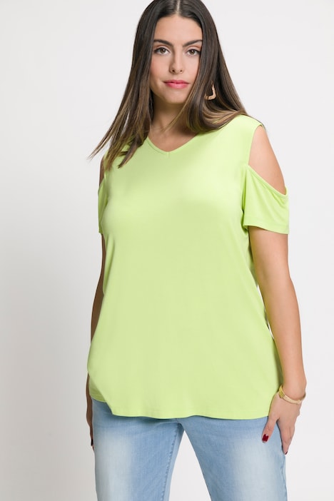 T-Shirt, Schulterausschnitte, V-Ausschnitt, Halbarm