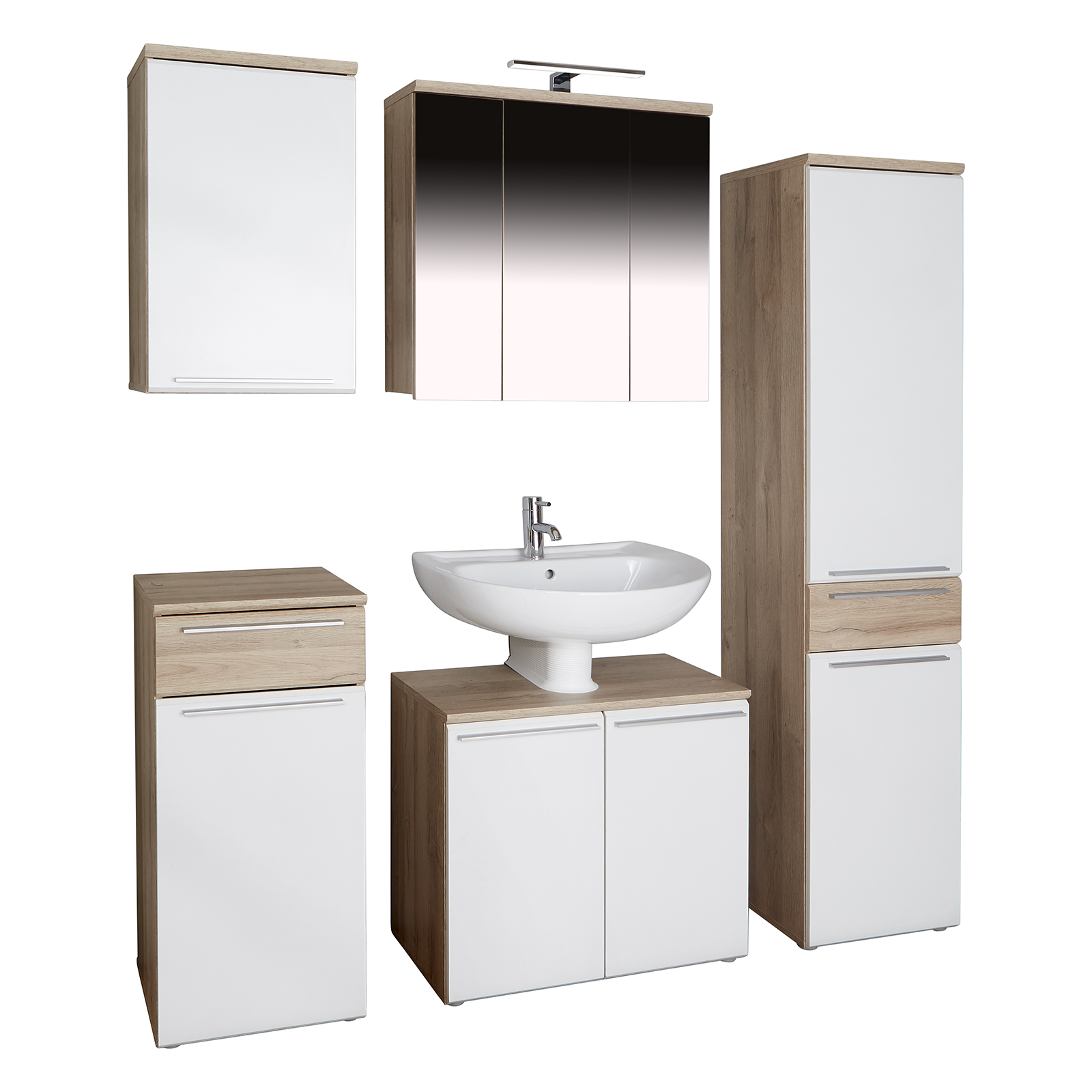 Hochschrank - Bianco Eiche-weiß - 185 cm hoch