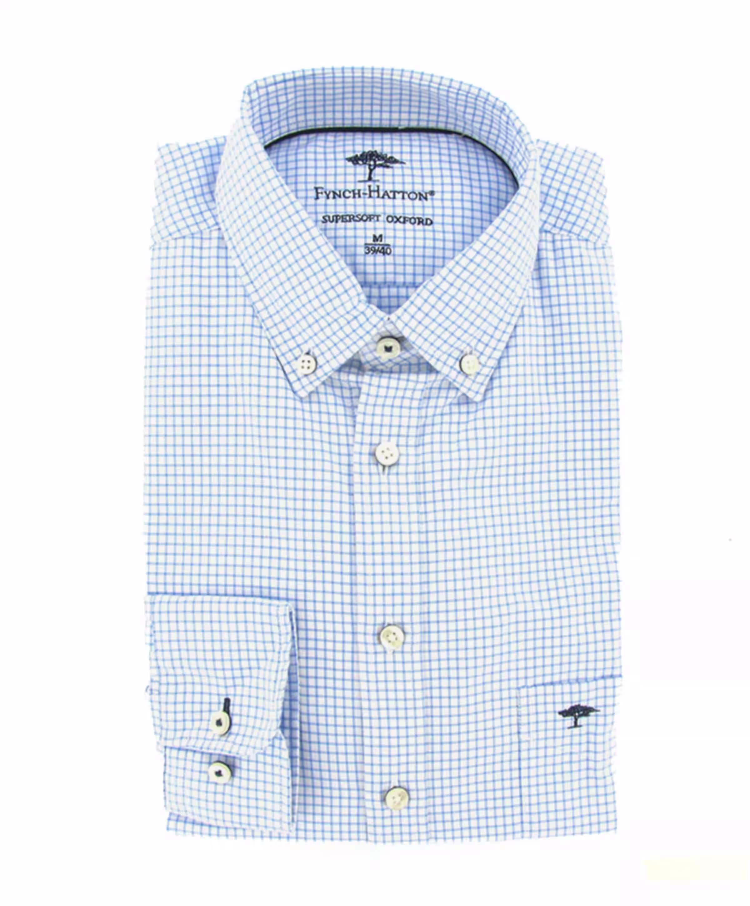Fynch-Hatton Heren overhemd lange mouw blauw