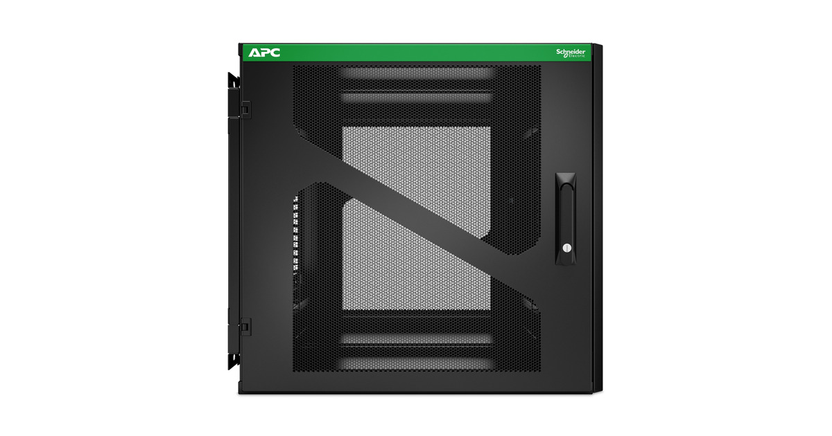 APCNetShelter AR112SM, 12U, wandmontage server rack  (Zwart/groen, 60(b) x 62,2(h) x 103,7(d) cm, UPS-diepte zijmontage)