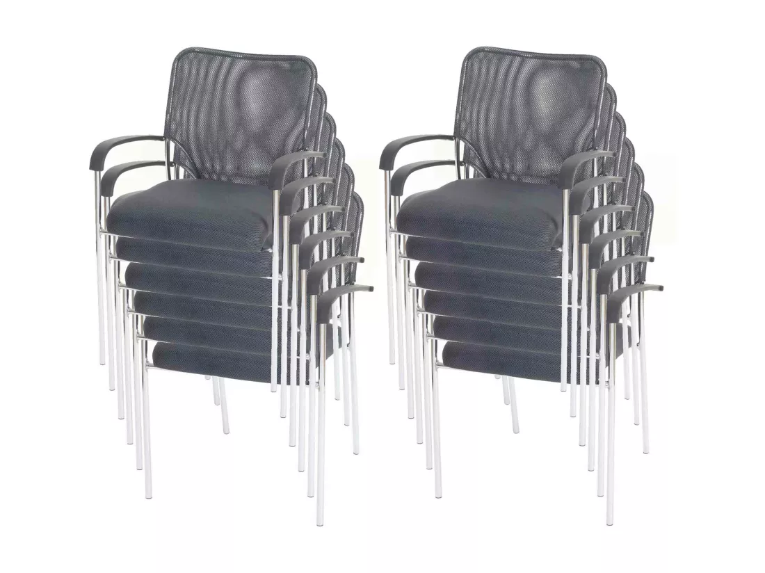 Chaise visiteur Tucson (lot de 2), siège gris, dossier gris